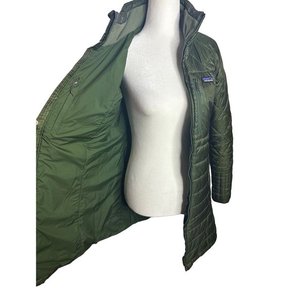 Patagonia Women's Radalie Parka Sz‎ Small Quilted Nomad Green Insulated Jacket - Picture 4 of 10